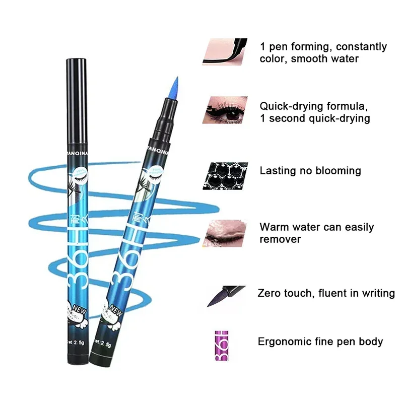 Top Trends: Black Liquid Eyeliner Waterproof Eyeliner Pencil 36H Long-Lasting Liquid Eye Liner Pen Quick-Dry No Blooming Cosmetics Tool Shoppable Styles - Image 5