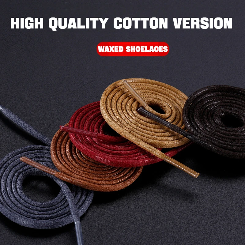 Top Trends: 1Pair Cotton Waxed Shoelaces Round Rope Shoe Laces Boots Laces For Shoes Waterproof Leather Shoelace 60 / 80 / 100 / 120 / 140 / 180cm Shoppable Styles