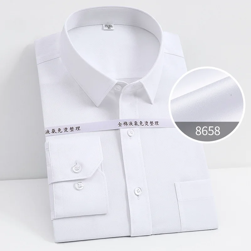 Top Trends: 100% Cotton Oversized Button Up Shirt Liquid Ammonia Anti-wrinkle Longsleeve Shirt For Men White Business Slim Fit Shirt Men Shoppable Styles