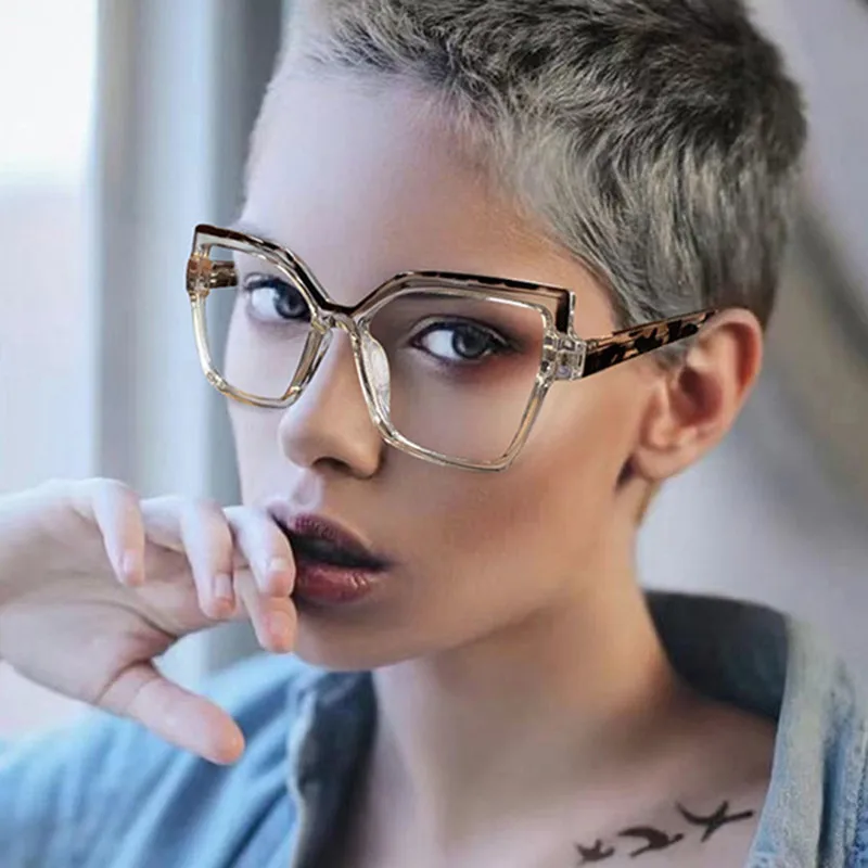 Top Trends: New Brand Design Fashion Oversize Polygon Glasses Women Frame Photochromic Anti Blue Light Computer Reading Eyeglass Long Sight Shoppable Styles