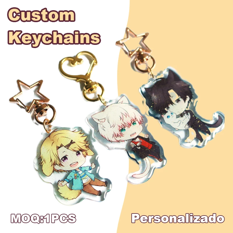 Top Trends: Custom Keychains Cartoon Llavero Photo Customized Anime Transparent Charm Hologram Clear Acrylic Personalized Key Rings For Gift Shoppable Styles