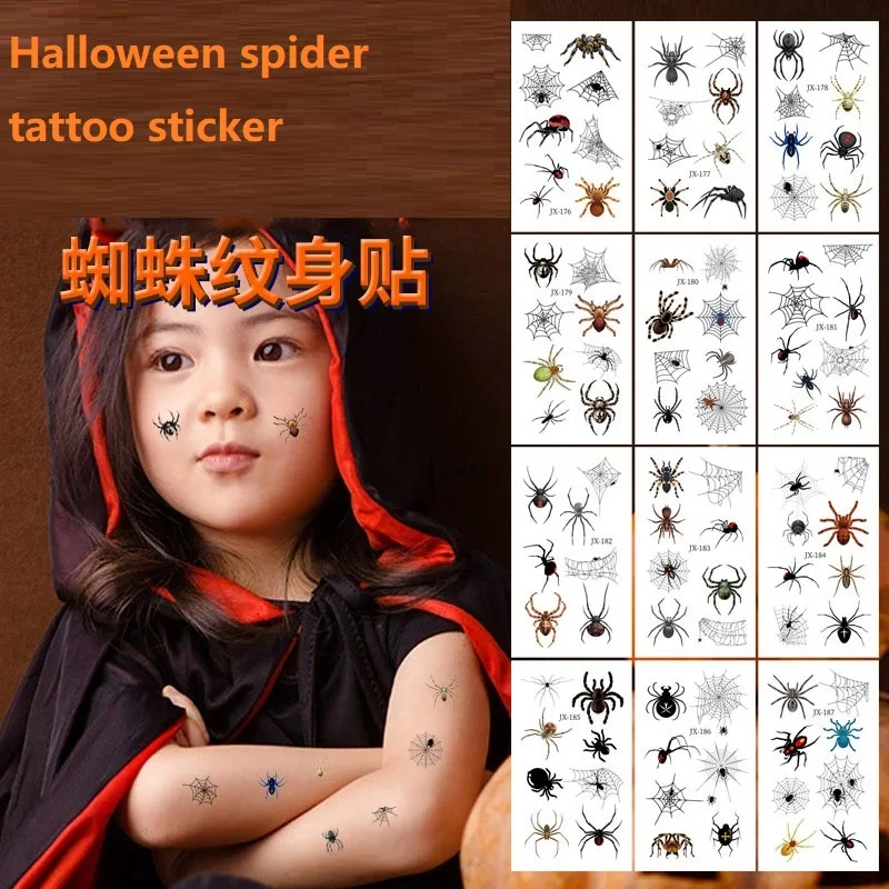 Top Trends: 12PCS New Halloween Spider Tattoos Stickers For Children Temporary Tattoos Kids Mini Anime Tattoo Sticker Waterproof For Hand Shoppable Styles