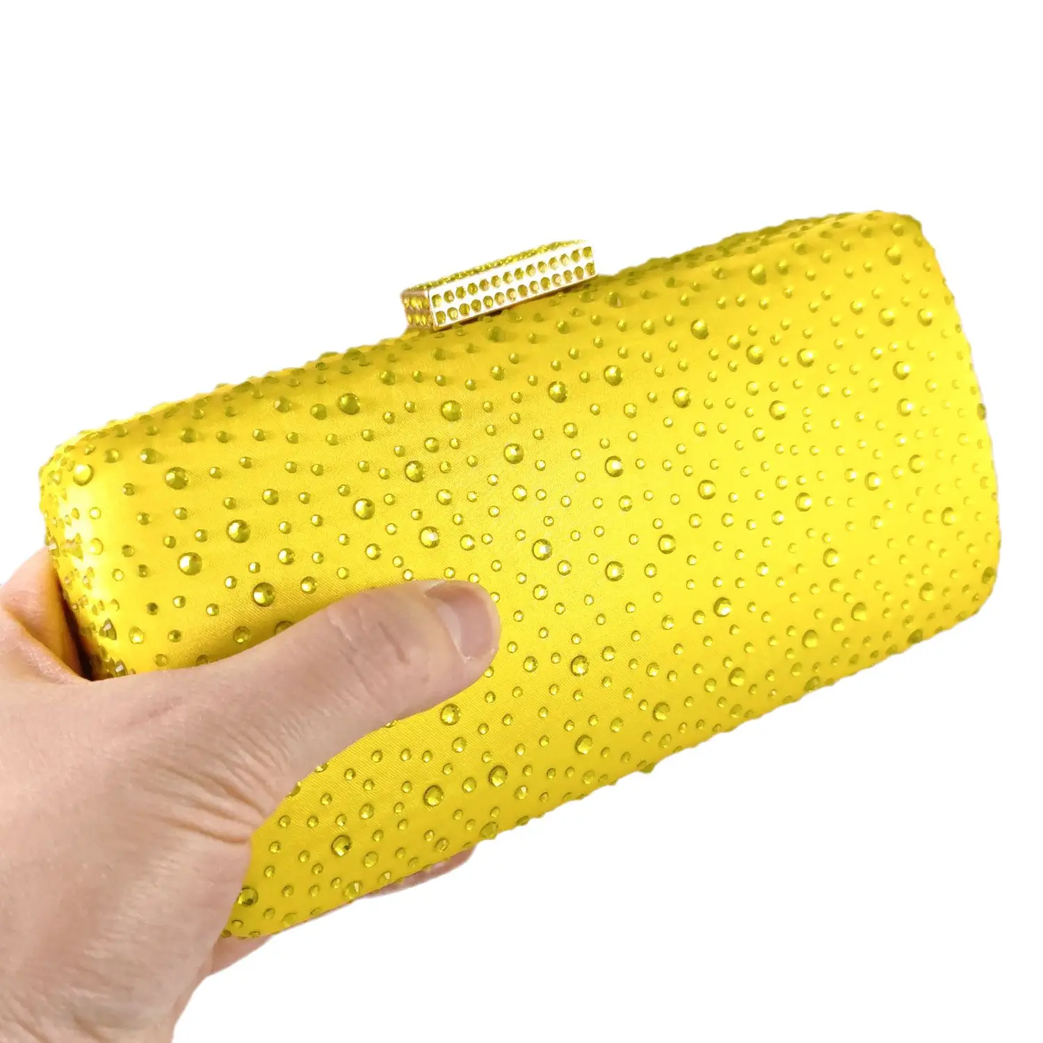 Top Trends: Boutique De FGG Women Yellow Crystal Evening Bags Wedding Party Rhinestone Purses And Handbags Bridal Box Clutch Bag Shoppable Styles - Image 2