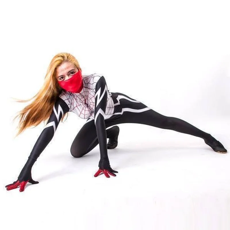 Top Trends: Masked Spider Girl Cosplay Halloween Costumes For Women Superhero Movie Cindy Moon Costumes Cosplay Spider Silk Cosplay Bodysuit Shoppable Styles