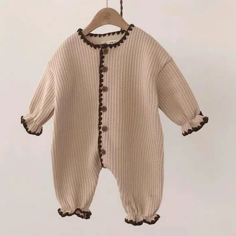 Top Trends: New Baby Girl Vintage Romper Japan Style Infant Soft Cotton Long Sleeve Jumpsuit Newborn Pajamas Baby Casual Home Clothes 0-24M Shoppable Styles