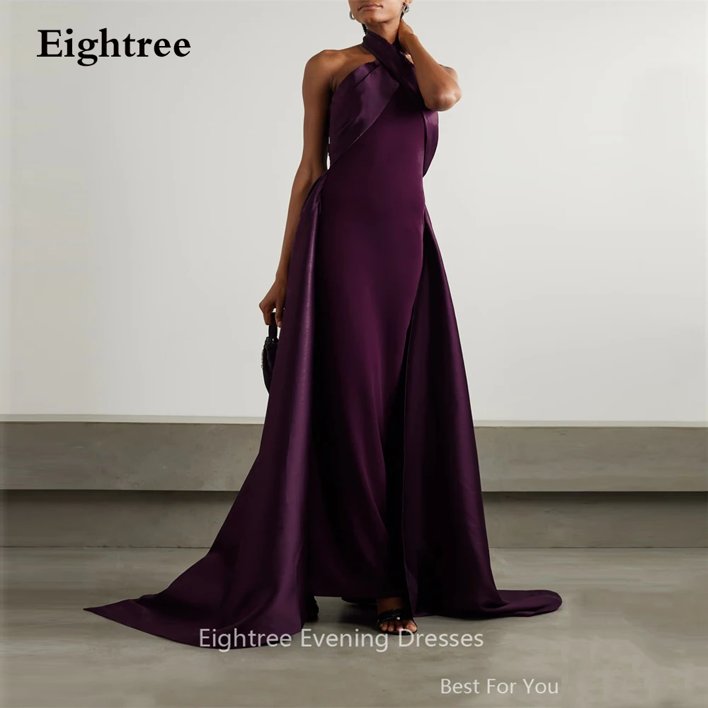 Top Trends: Eightree Chic Purple Halter Evening Dresses Sleeveless Mermaid Prom Party Gowns Bespoke Occasion Dresses Modest Robe De Soirée Shoppable Styles