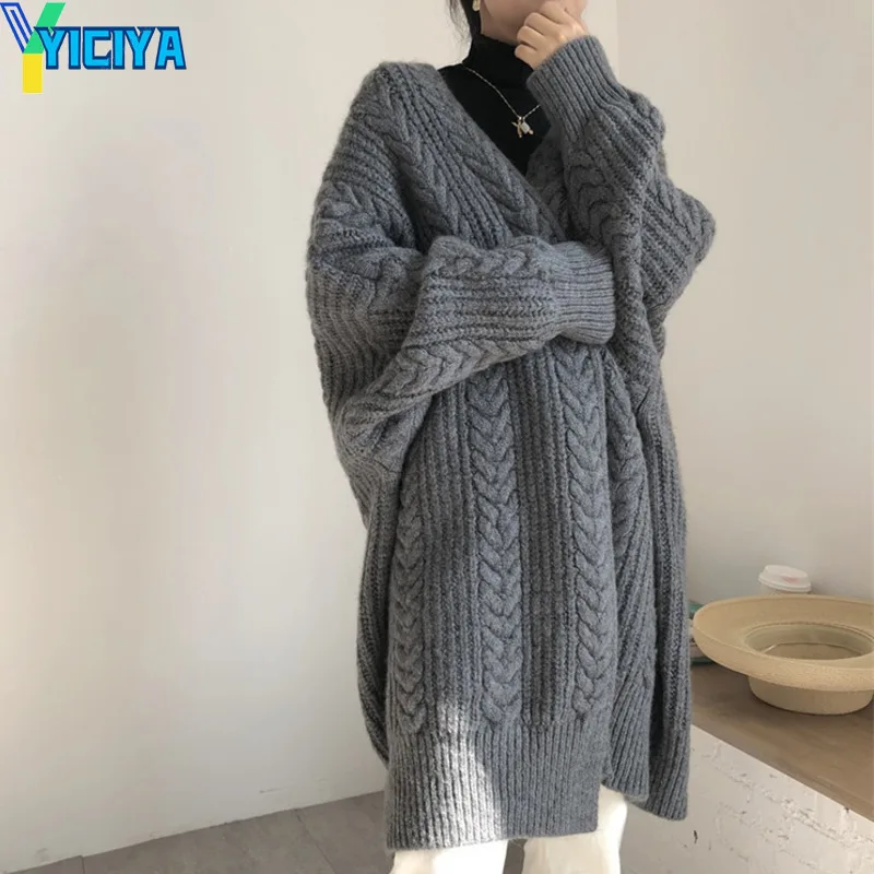 Top Trends: YICIYA Long Cardigan Women Clothing Knitwears New Fashion Sweaters 2023 Winter Length Knitted Cardigan Sweater Long Sleeve Top Shoppable Styles