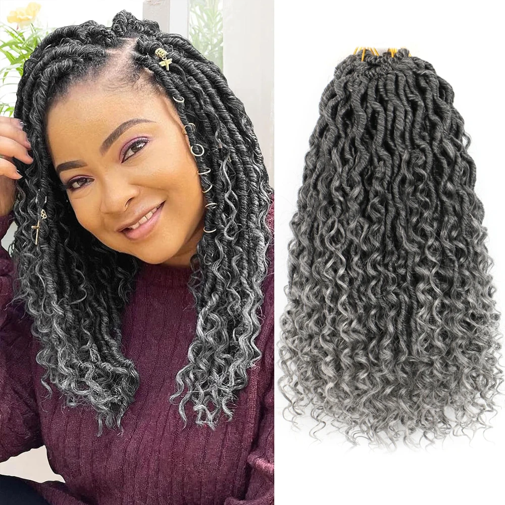 Top Trends: Ombre Grey Goddess Locs Crochet Hair 10 14 18 Inch Soft River Locs Curly Pre Looped Crochet Braids Synthetic Hair Extensions Shoppable Styles