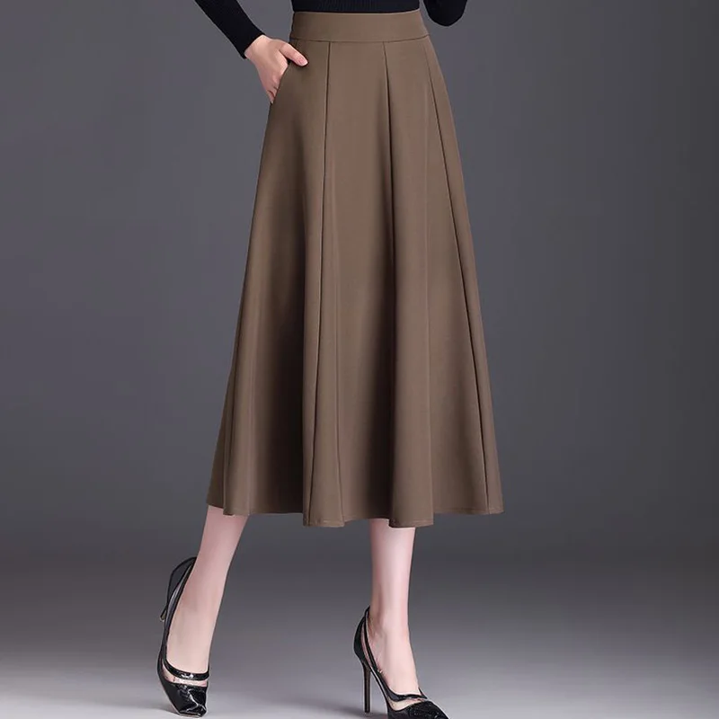 Top Trends: Fashion Loose Spliced Pockets Folds All-match Skirts Women&#039;s Clothing 2023 Autumn New Oversized Solid Color Office Lady Skirt Shoppable Styles