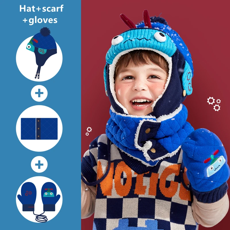 Top Trends: Cartoon Animal Children's Knitted Hat Set Autumn And Winter Hat Scarf Gloves Girls Boys Warm Sweater Hat Kids Birthday Gift Shoppable Styles - Image 4