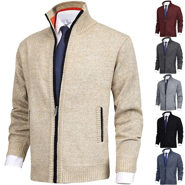 Top Trends: Autumn And Winter New Men's Solid Colour Stand-up Collar Fashion Cardigan Jumper Knitted Jacket Large Size Jumper Shoppable Styles