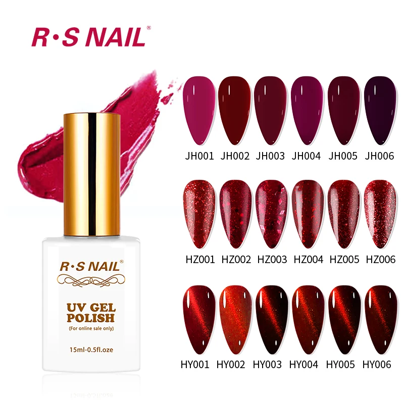 Top Trends: RS Nail 15ml Gel Nail Polish Bungundy Red Varnish Flame Cat's Eye Christmas Series Color Gel Nail DIY Nail Art Manicure Gellak Shoppable Styles