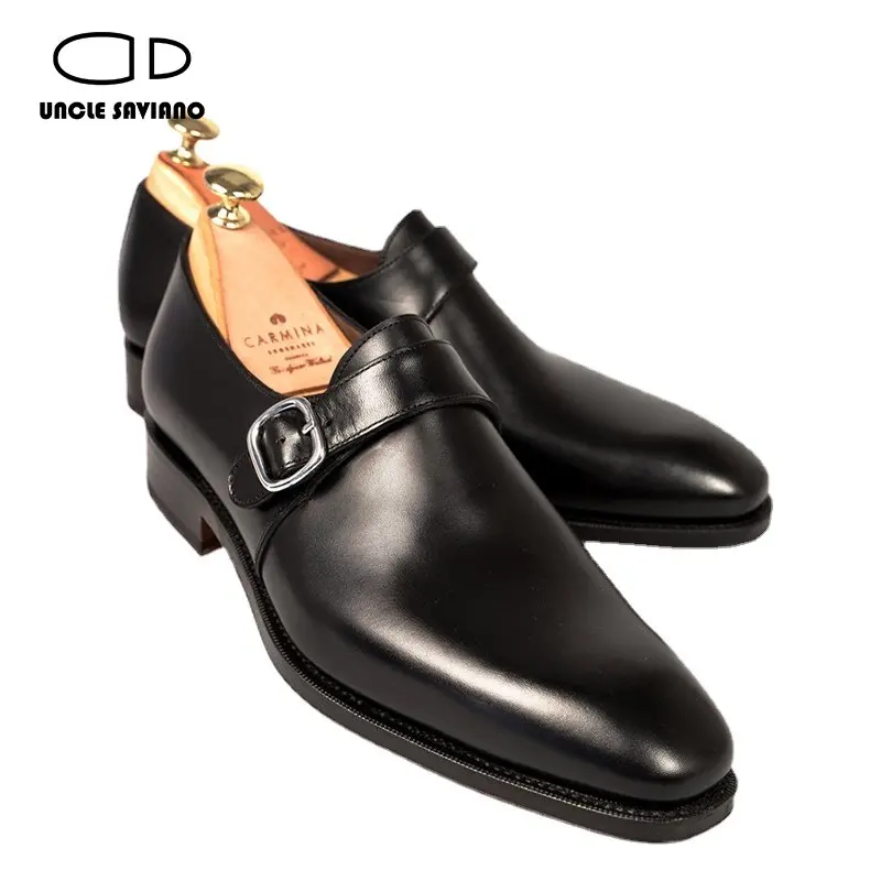 Top Trends: Uncle Saviano Single Monk Style Men Shoes Wedding Black Dress Bridegroom Handmade Genuine Leather Fashion Solid Shoes For Men Shoppable Styles