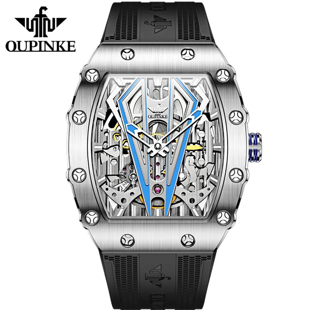 Top Trends: OUPINKE Automatic Self-wind Mechanical Watch Men Silicone Strap Man Wristwatches Waterproof Sapphire Skeleton Relojes Hombre Shoppable Styles