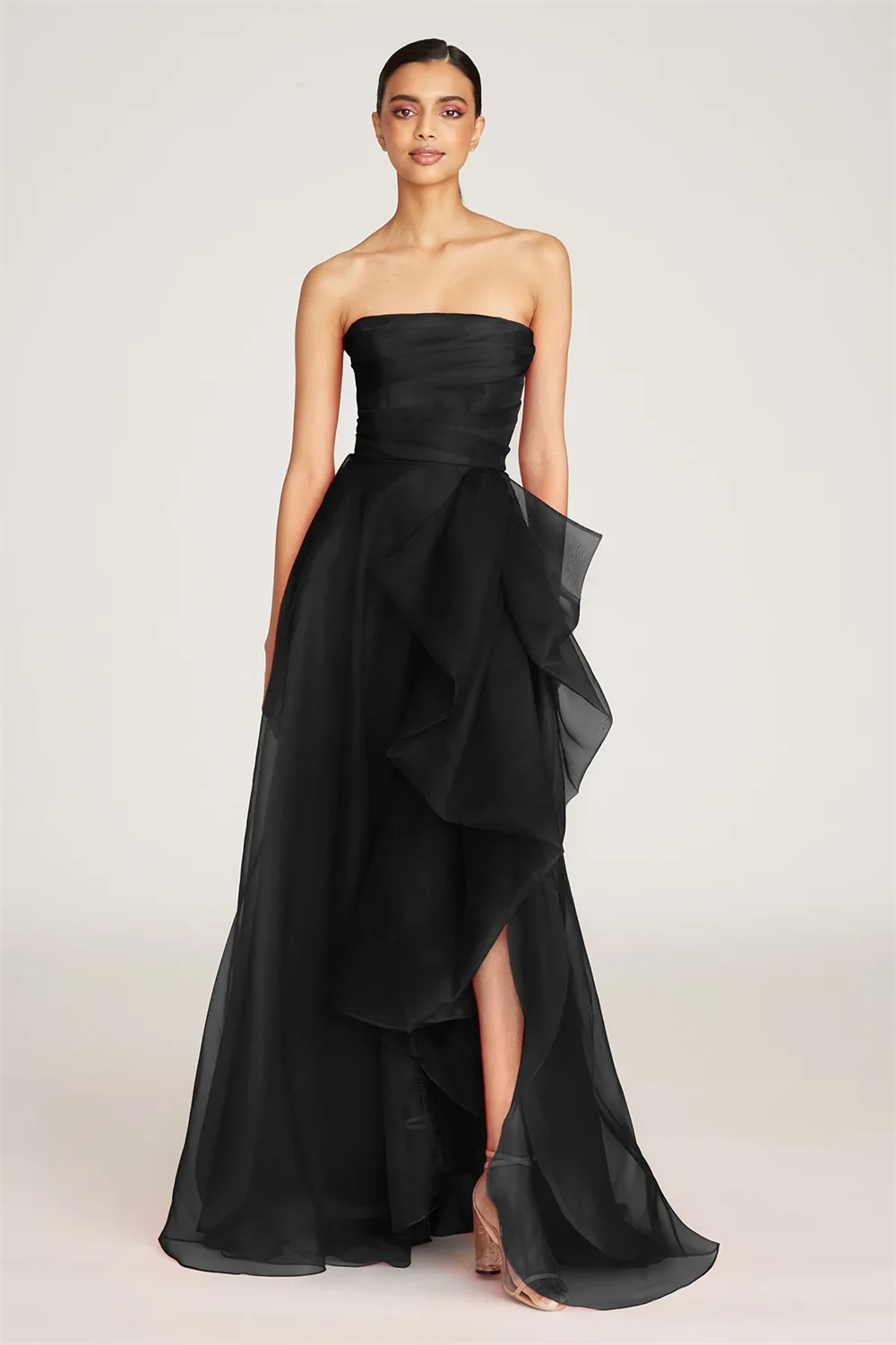 Top Trends: Amanda Red Off Shoulder A-line Prom Dress Sexy Side High Split فستان حفلات الزفاف High-low Strapless Tulle Vestidos De Festa Shoppable Styles