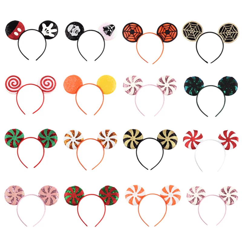 Top Trends: 10Pcs / Lot Wholesale Lollipop Sequin Mouse Ears Headband Festival Hairband Women Party Headwear Girls Kids DIY Hair Accessories Shoppable Styles