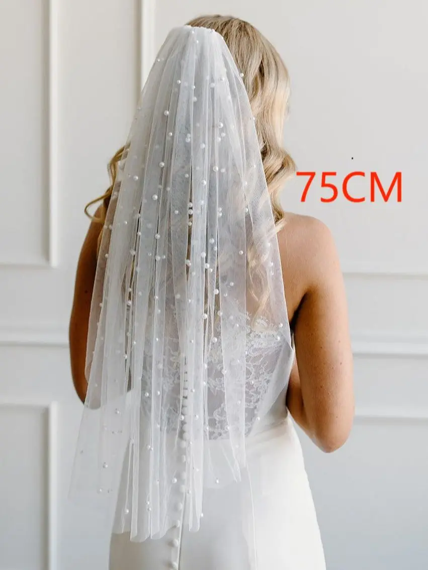 Top Trends: V05 Classic Pearls Bridal Veils With Comb Wedding Veil Cathedral Length Single Tier Raw Edge Beauty Bride Wedding Accessories Shoppable Styles