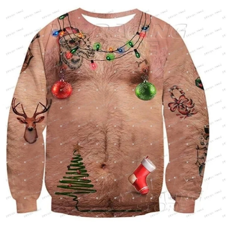 Top Trends: Christmas Funny New Year Ugly Man Pullover Xmas With Chest 3D Print Autumn Warm Streetwear Sweatshirts Clothes For Men Clothing Shoppable Styles