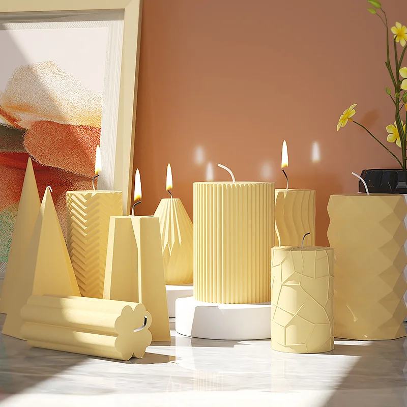 Top Trends: Classical Striped Roman Cylindrical Silicone Candle Mold Geometric Conical Candle Gypsum Resin Mold Dinner Home Decoration Shoppable Styles