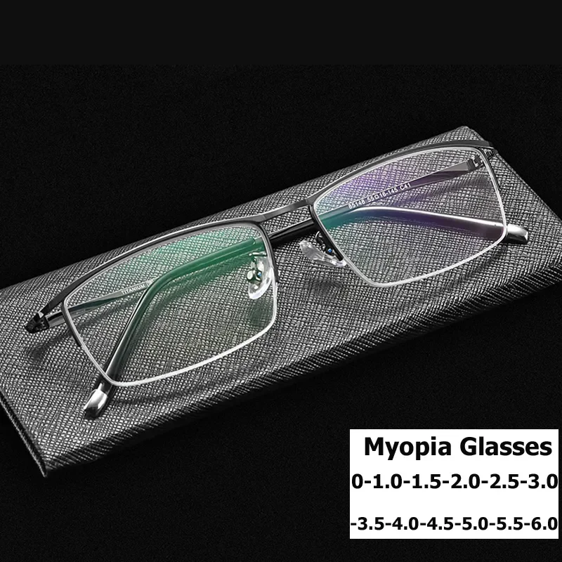 Top Trends: Unisex Metal Half Frame Minus Glasses Vintage Retro Men&#039;s Business Myopia Eyeglasses Finished Optical Near Sight Eyewear Diopter Shoppable Styles