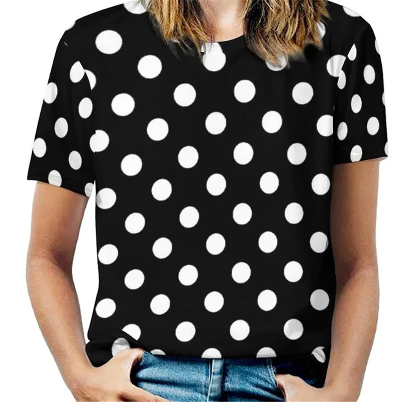 Top Trends: Women New T-Shirts Short Sleeve Round-Neck 3D Dot Print Fashion Street Tops Tee Summer Loose Casual Oversized T-Shirt Pullovers Shoppable Styles