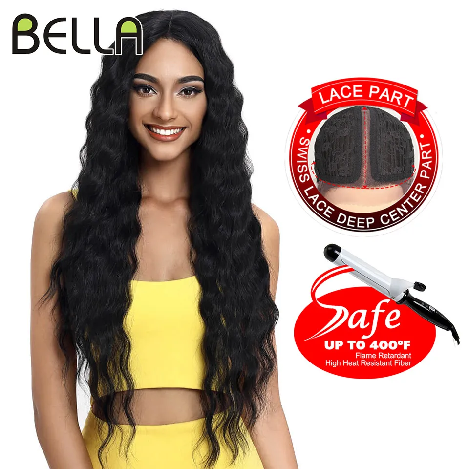 Top Trends: BELLA Lace Wigs Synthetic Deep Wave Curly Synthetic Lace Front Wig Blonde Wig Pink 30 Inch Hair Wigs For Black Women Cosplay Shoppable Styles