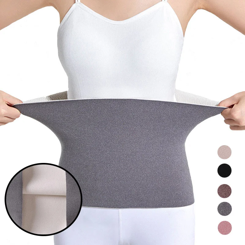 Top Trends: Winter Waist Women Postpartum Warmer Velvet Fleece Belt Thick Warm Knitted Belly Wrap Women Elastic Waist Protector Soft Shoppable Styles