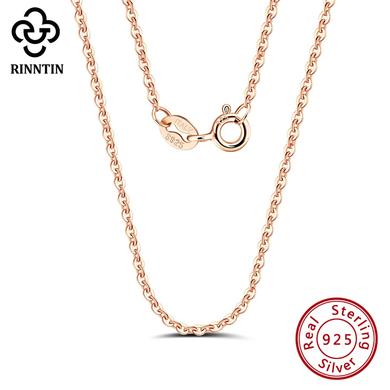 Top Trends: Rinntin Rose Gold 925 Sterling Silver Fashion Cable Link Chains Necklace For Women Thin Neck Chain Accessories Jewelry SC06 Shoppable Styles