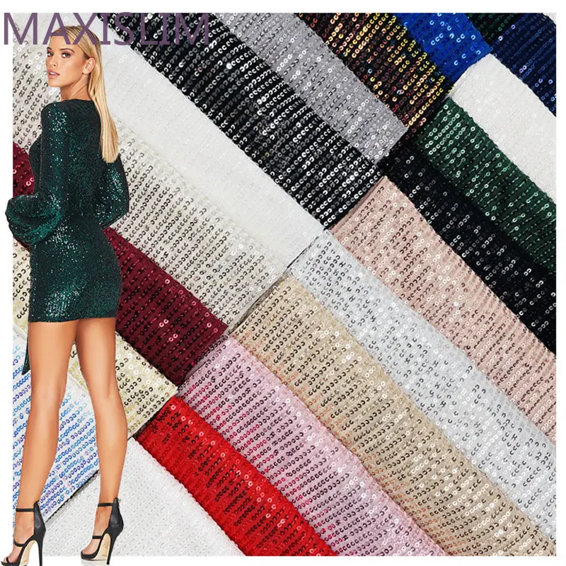 Top Trends: Spot Wholesale 20 Colors Slightly Stretchy Mesh Embroidery Straight Strip 3MM Sequins Fabric DIY Sewing Party Dress Wide：125CM Shoppable Styles