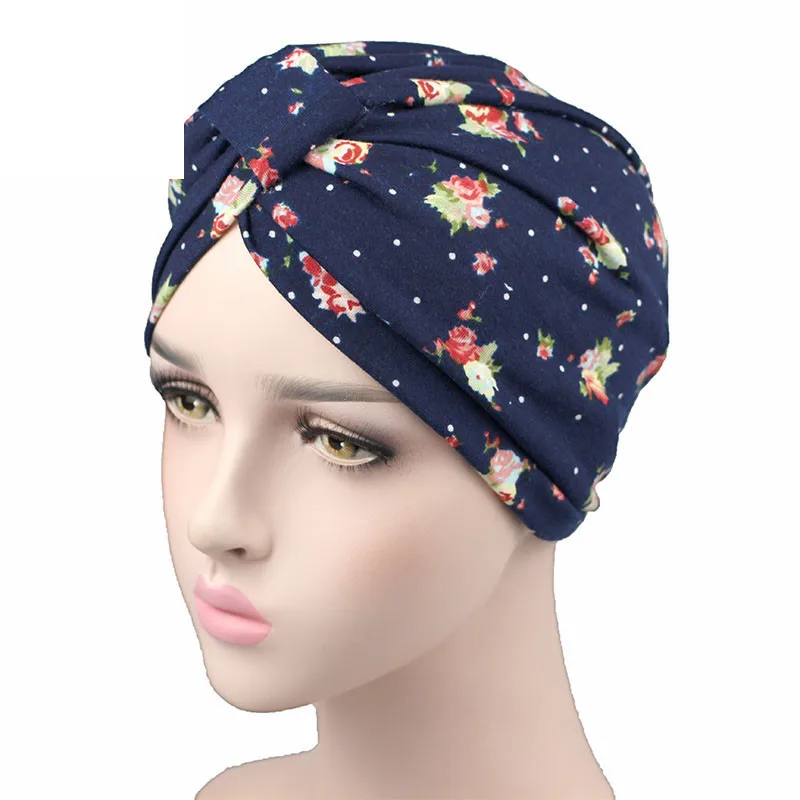 Top Trends: Spring Women Flower Printing Turban Modal Cotton Turban Hat Headband Turbante Headwear For Chemo Hijab Hair Accessories Shoppable Styles - Image 3