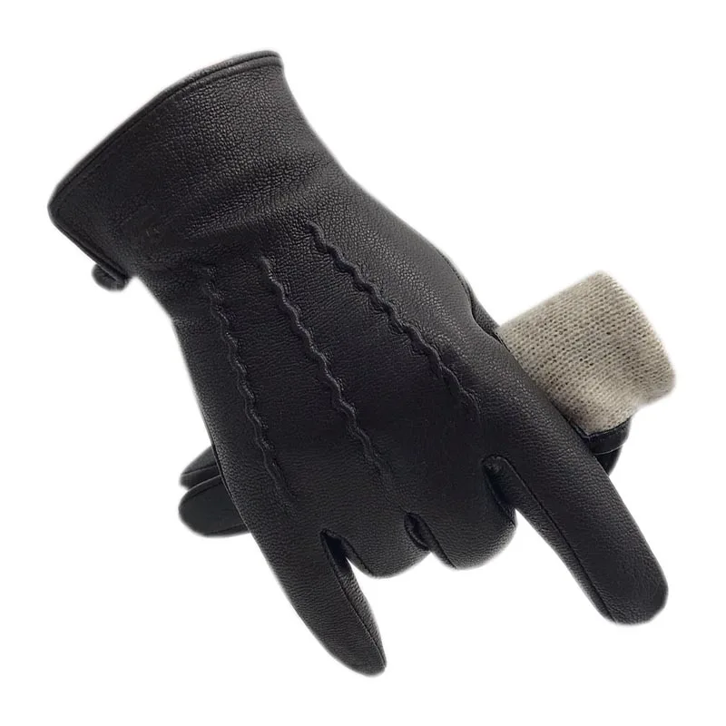 Top Trends: Winter Men&#039;s Deerskin Gloves Wrist Fashion New Genuine Deerskin Gloves Wool Lining Machine Sewing Warm Driving Cycling Classic W Shoppable Styles