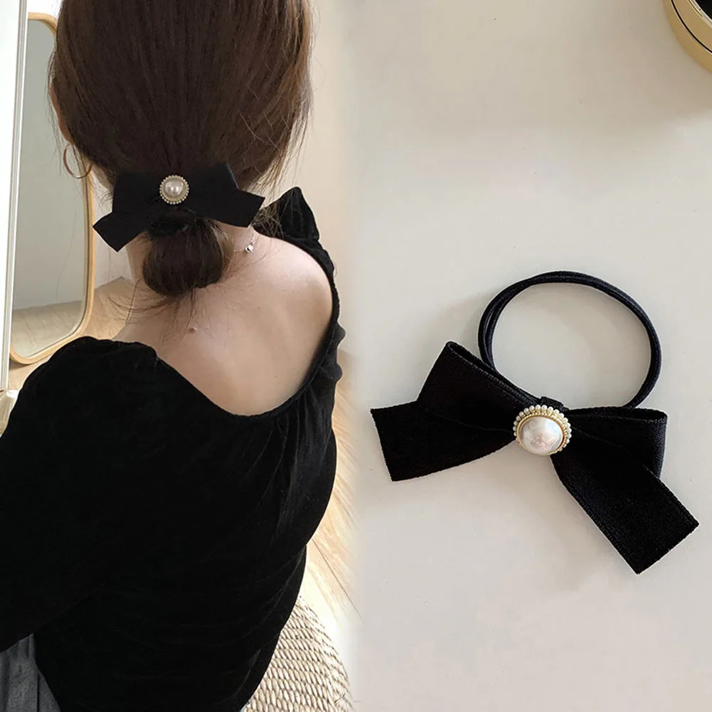 Top Trends: Retro Black Bows Hair Ties Elegant Ponytail Holder Elastic Hair Bands Fashion Korean Hair Rope Scrunchies Headwear Accessories Shoppable Styles