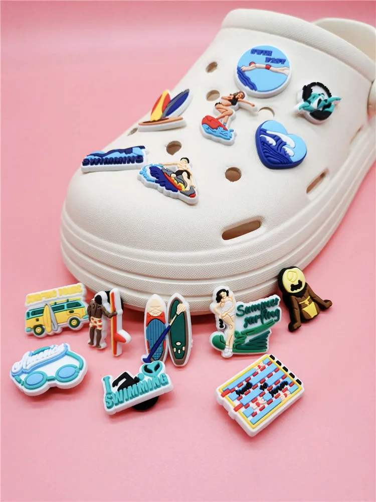 Top Trends: Novelty Beach Vacation Swimming Surfing Shoe Decorations PVC Croc Charms Diy Clog Shoe Buckle Accessories Jibz Women Kids Gifts Shoppable Styles