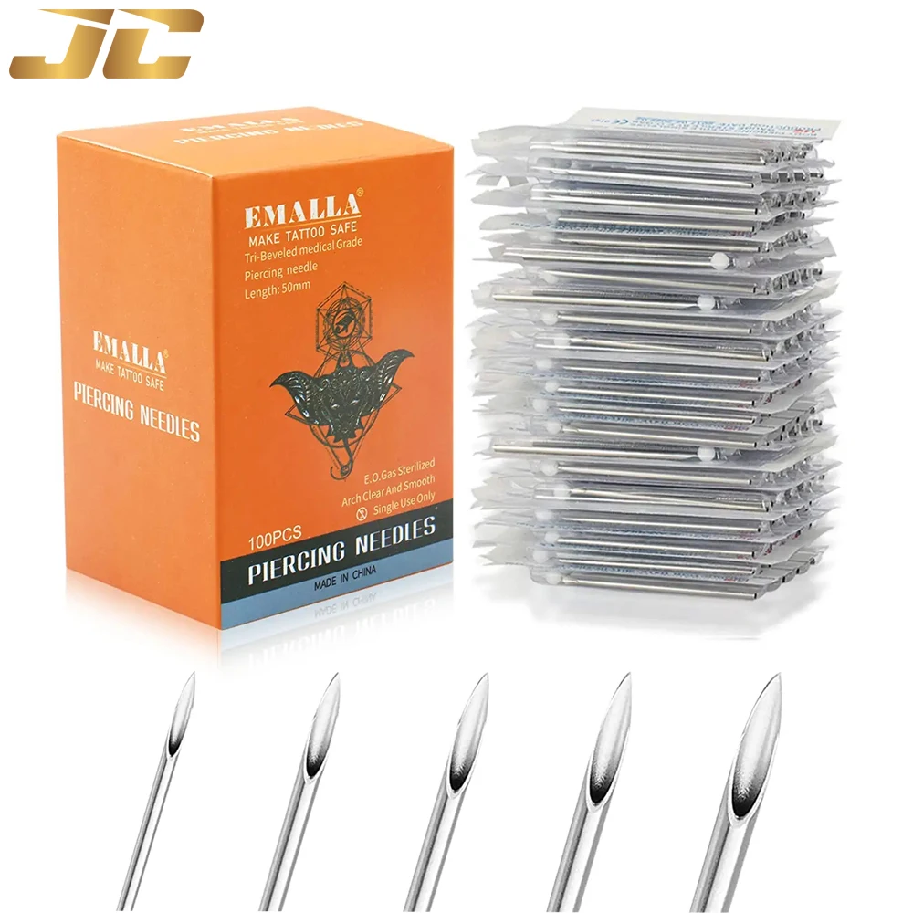 Top Trends: 100PCS Tattoo Piercing Needles 12 / 14 / 16 / 18 / 20g Disposable Stainless Steel Piercing Needles For Ear Eyebrow Lip Piercing Supply Shoppable Styles