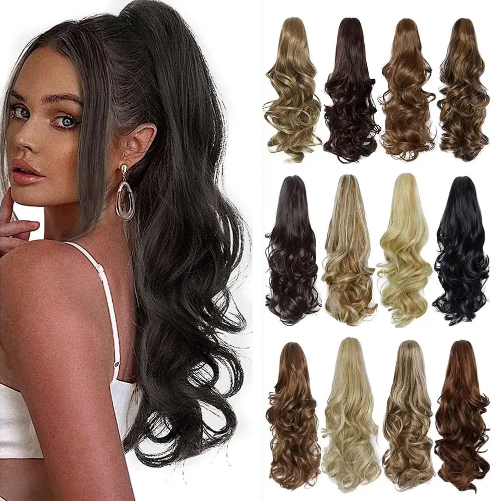 Top Trends: Lihui Synthetic 22inch Wavy Claw Clip On Ponytail Hair Extension Ponytail Extension Hair For Women Pony Tail Hair Hairpiece Shoppable Styles