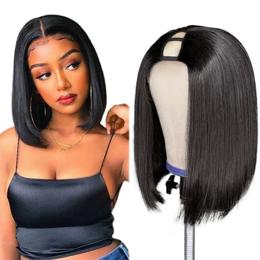 Top Trends: GINGIN Going Go Upart Wigs Human Hair Wig Without Glue And Gel Short Bob U Part Clip In Hair Wear And Go Brazilian Wig On Sale Shoppable Styles