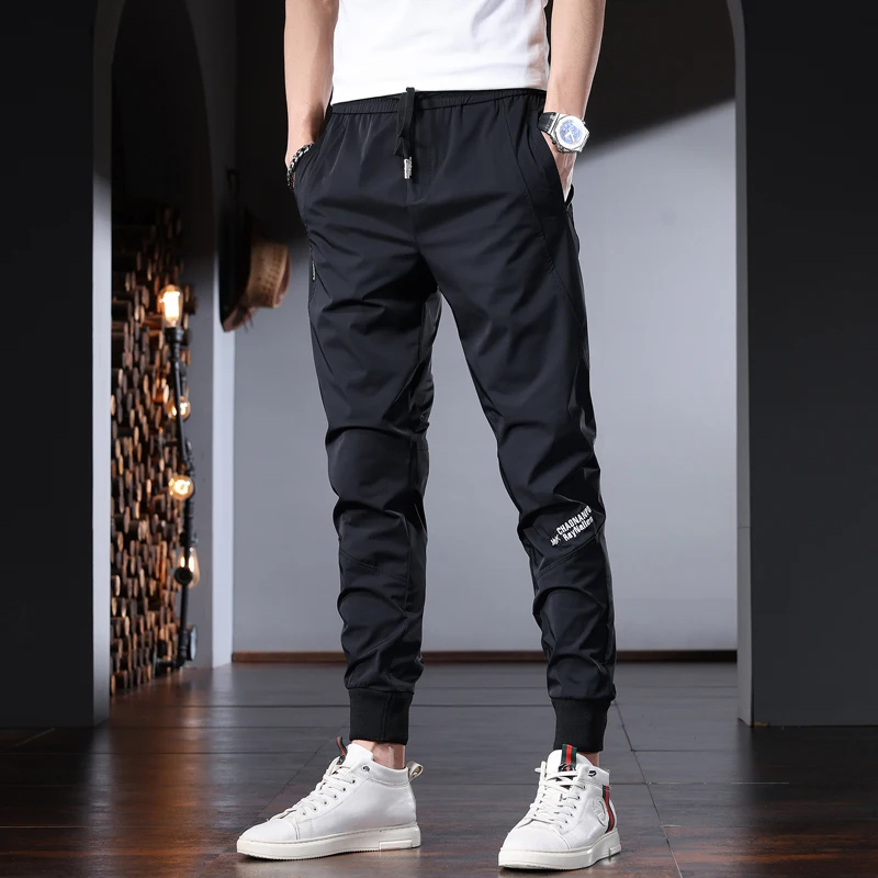 Top Trends: Men Casual Pants Summer Black Sport Joggers Fashion Letter Slim Fit Elastic Waist Trousers CP2231 Shoppable Styles