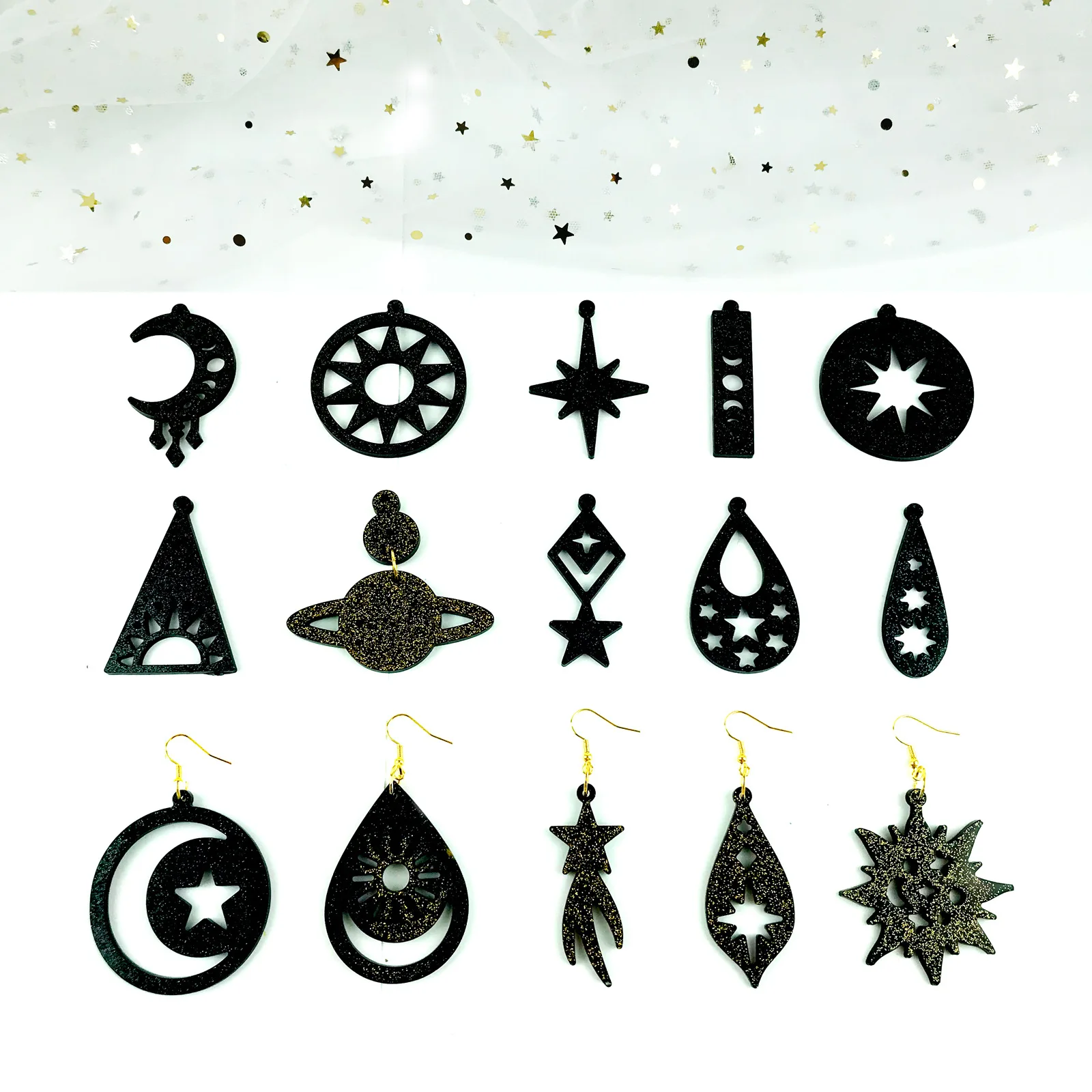 Top Trends: Astronomical Element Earring Pendant Epoxy Resin Molds Star Moon Necklace Keychain Silicone Mold Jewelry Molds For Resin Casting Shoppable Styles - Image 3