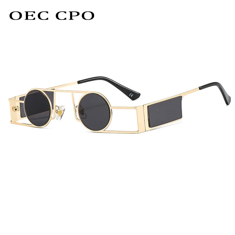 Top Trends: OEC CPO Punk Men Round Sunglasses Vintage Women Retro Round Sun Glasses Female Unique Metal Steampunk Eyewear UV400 Oculos Shoppable Styles