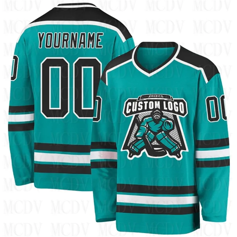 Top Trends: Custom Aqua Black-White Hockey Jersey 3D Print You Name Number Youth Mens Women Ice Hockey Jersey Competition Training Jerseys Shoppable Styles