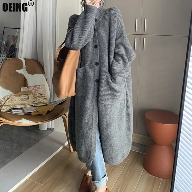 Top Trends: Vintage Thicken Warm Solid Winter Sweater Coat Loose Long Cardigan Women Korean Style Jacket Casual Knit Cardigans For Women Shoppable Styles