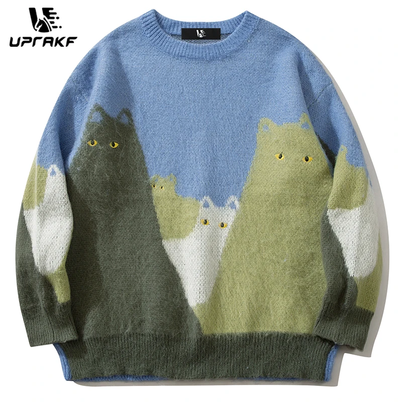 Top Trends: UPRAKF Funny Knitted Cat Embroidery Sweater Autumn Fashion Loose All-Match Pullover Winter Long Sleeve Tops Shoppable Styles