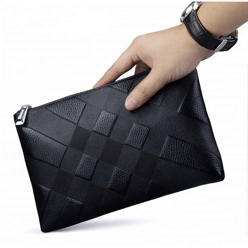 Top Trends: New Men's Clutch Bag Cowhide High Capacity Zipper Embossed Hand Bag Shoppable Styles