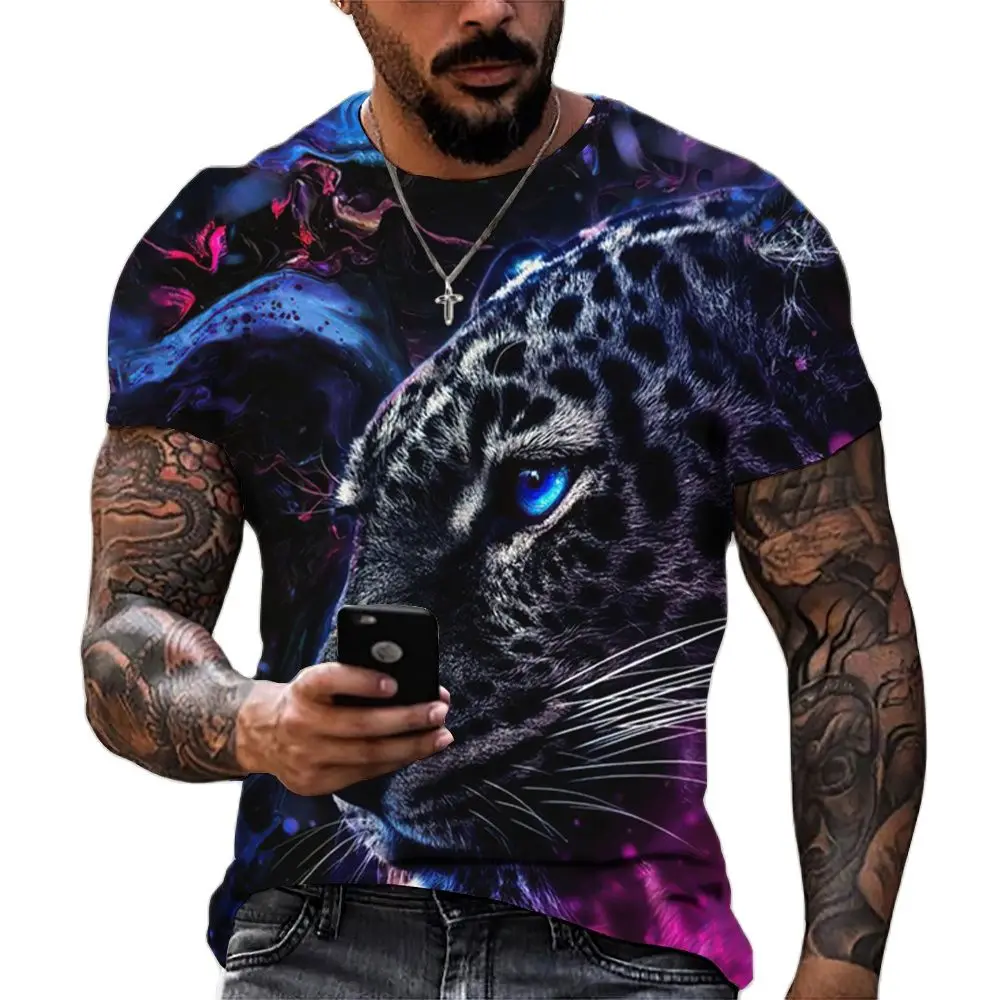 Top Trends: Tiger Fighting Animal Beast Fierce Lion / leopard Print 3D T-shirt Men's Short Sleeve Tops Oversized Tees Shirt Men Design Clothes Shoppable Styles