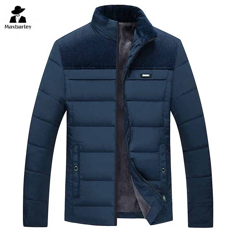 Top Trends: Men's Plush Thickened Parkas Stand Collar Jacket Men's Parker Coat Warm Winter Thick Zipper Fashion Coat Padded Overcoat For Men Shoppable Styles - Image 2