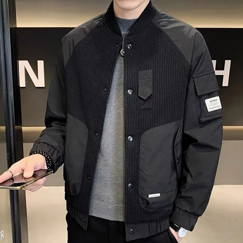 Top Trends: Fashion Stand Collar Button Spliced Pockets Loose Casual Coats Men's Clothing 2023 Autumn New Korean Tops Asymmetrical Jackets Shoppable Styles