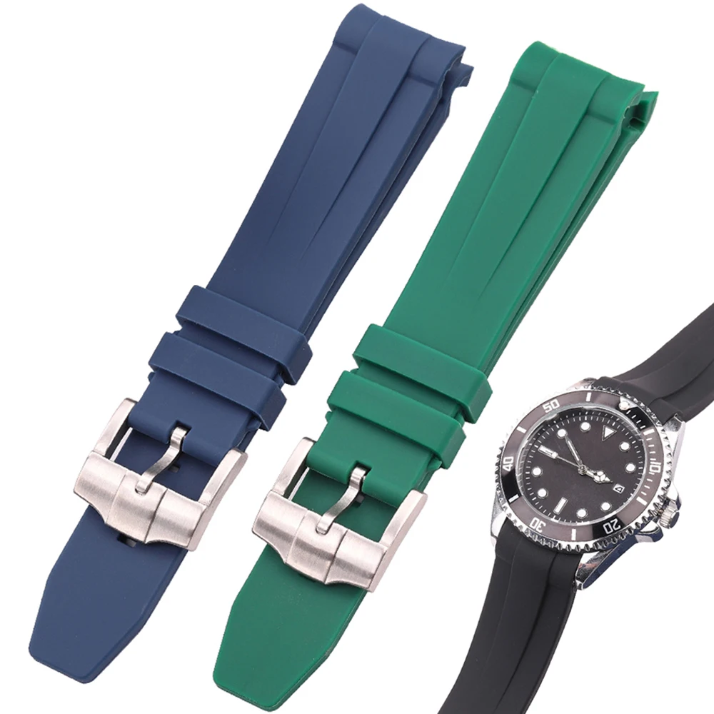 Top Trends: Rubber Watch Strap 20mm Curved End Soft Silicone Watchband Black Green Blue Diving Bracelet Wrist Band Shoppable Styles