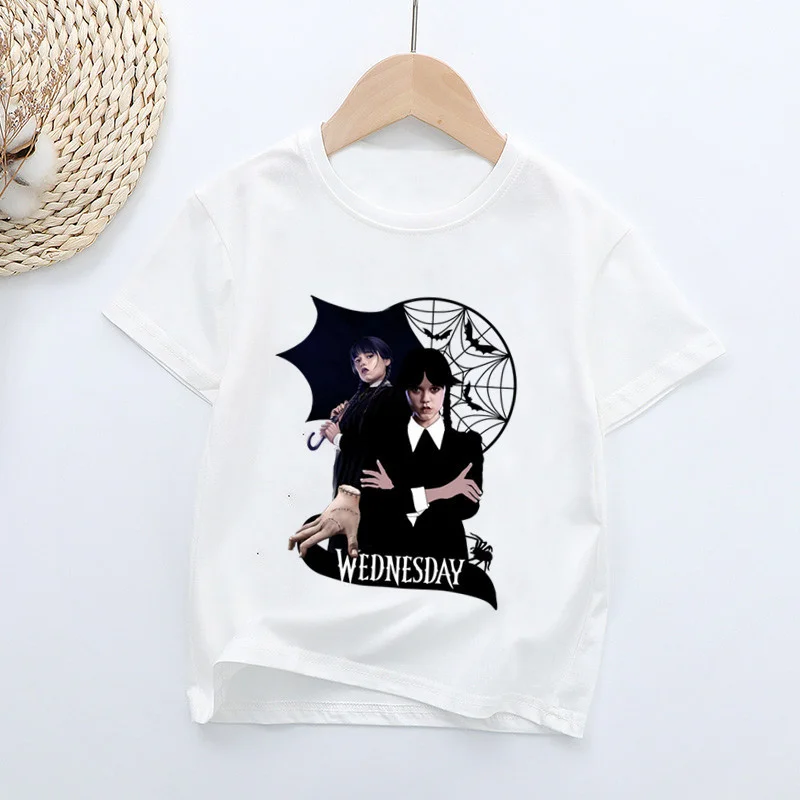 Top Trends: Wednesday Addams TV Serials Kids T-shirt For Baby Girls Summer Casual Children Boys Short Sleeve Tees Tops Fashion Clothing Shoppable Styles