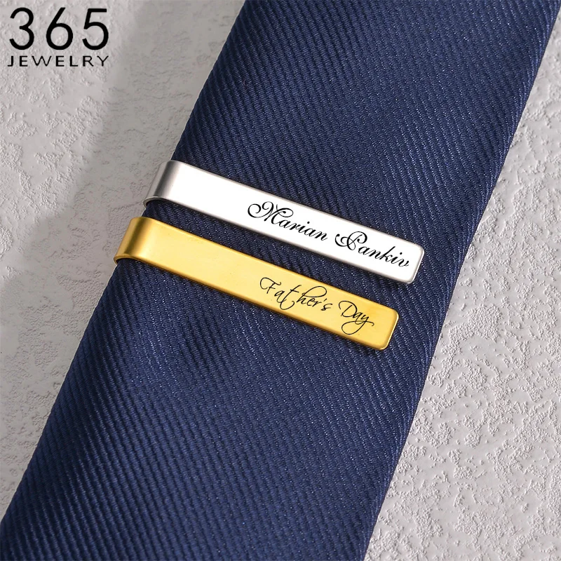 Top Trends: Stainless Steel Engraved Name Tie Clips For Men Custom Logo Date Men Suit Tie Bar Pin Jewelry Wedding Gift Shoppable Styles