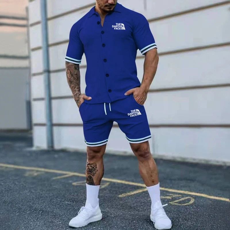 Top Trends: Summer Men's New Solid Color Lapel Button Short Sleeve Shorts Sports Cardigan Set Men's Fashion Casual Brand Set Shoppable Styles